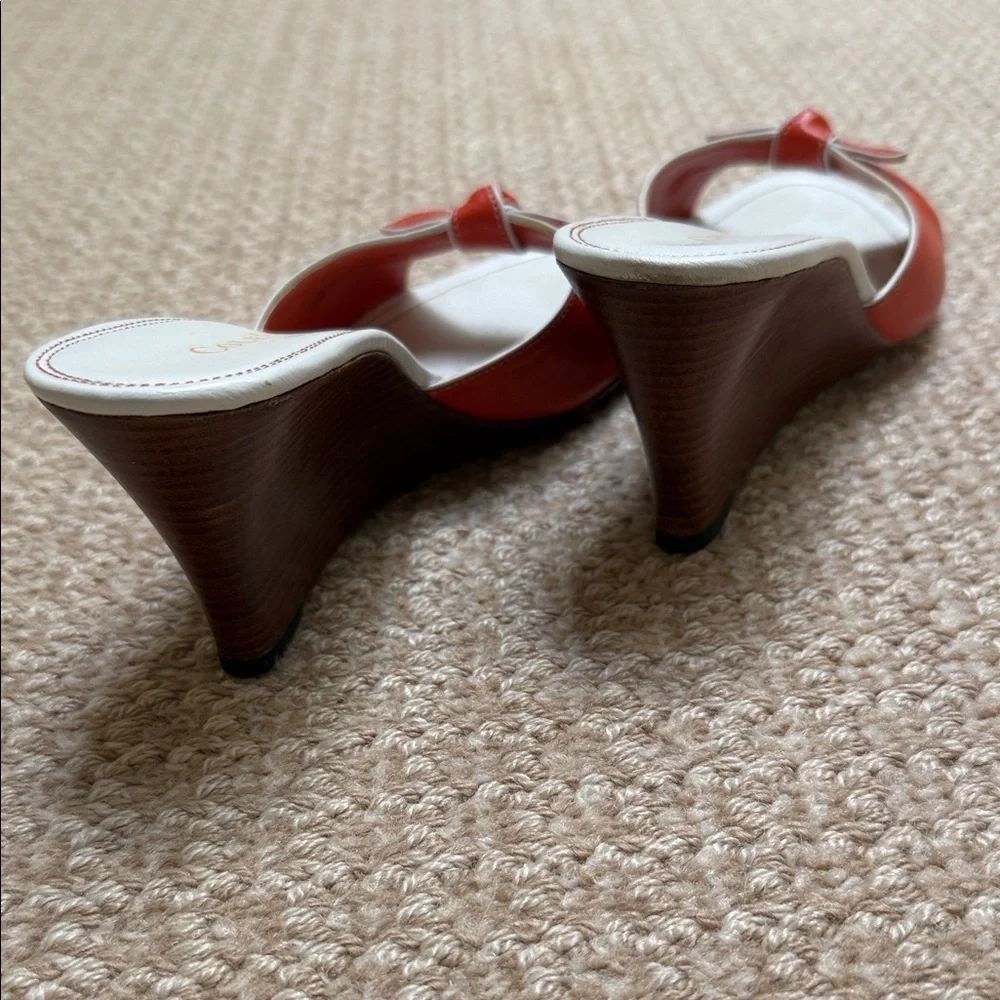 Cole Haan Orange Leather Bow Slide Mules - Picture 3 of 7